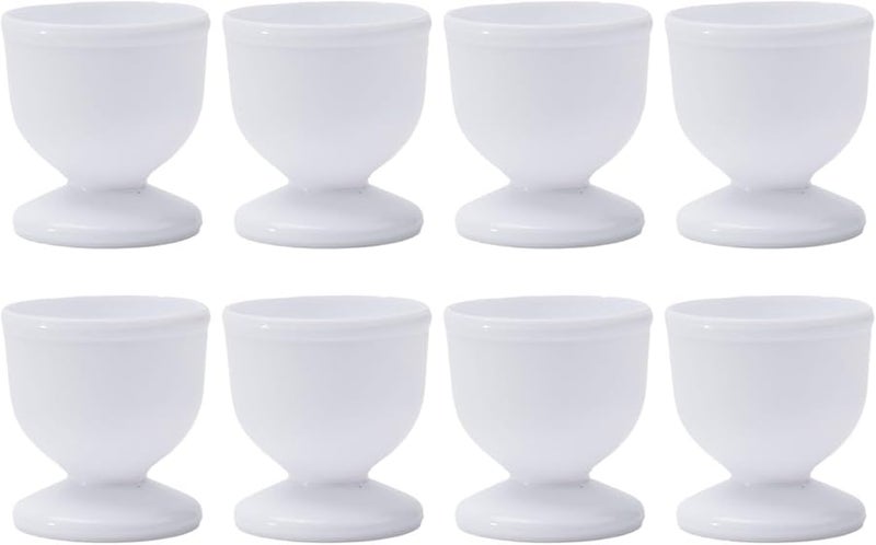White Plastic Egg Cups Set 4 Pack 8pcs For Soft Or Hard Boiled Eggs Kitchen Breakfast Tableware - Image 4